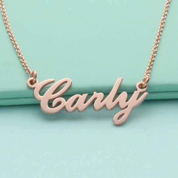 9ct Rose Gold Carrie Style Personalised Name Necklace (Sex & The City) - Love Silver Jewellery