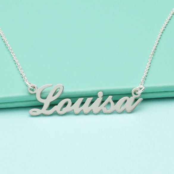 9ct White Gold Carrie Style Personalised Name Necklace - Love Silver Jewellery