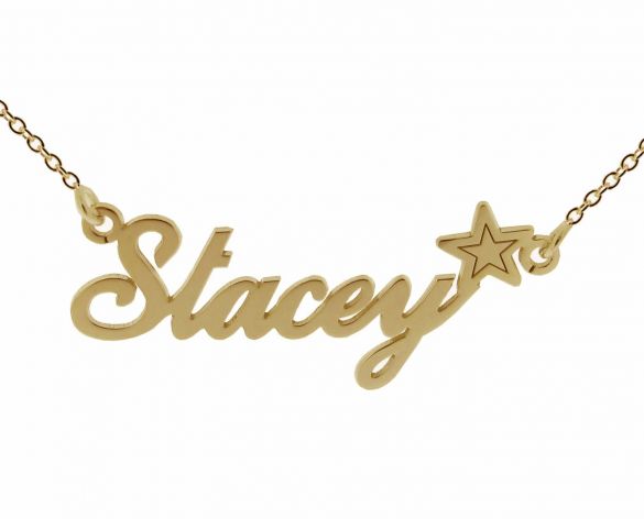 9ct Yellow Gold Carrie Style Personalised Name Necklace with Star - Love Silver Jewellery