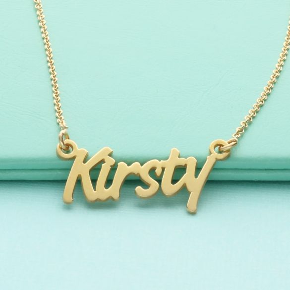 9ct Yellow Gold Challenge Style Personalised Name Necklace - Love Silver Jewellery
