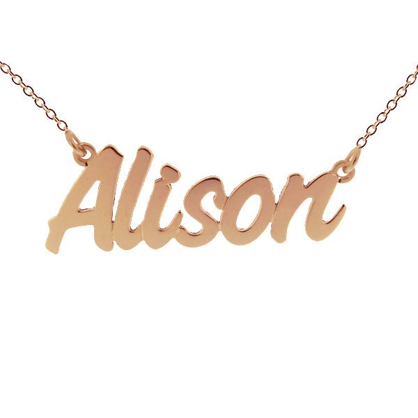 9ct Rose Gold Challenge Style Personalised Name Necklace - Love Silver Jewellery