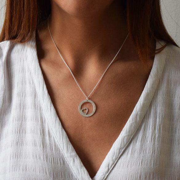 Sterling Silver Heart Disc On Lady