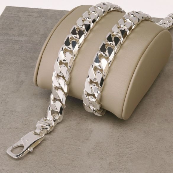 Sterling Silver 11mm Mens Chunky Curb Chain - Love Silver Jewellery