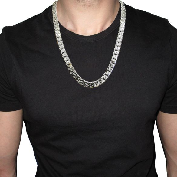 Sterling Silver 11mm Mens Chunky Curb Chain - Love Silver Jewellery