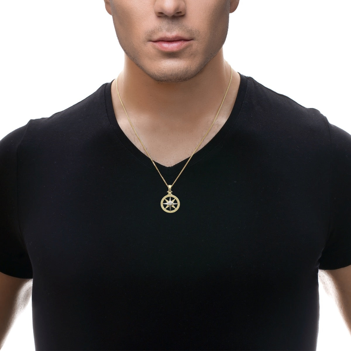 9ct Gold 3D Compass Pendant With Optional Chain