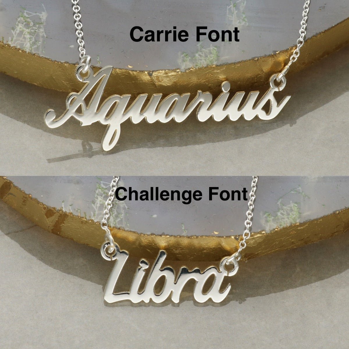 Star Sign Name Necklace Sterling Silver With Gold Plating Option - Love Silver Jewellery