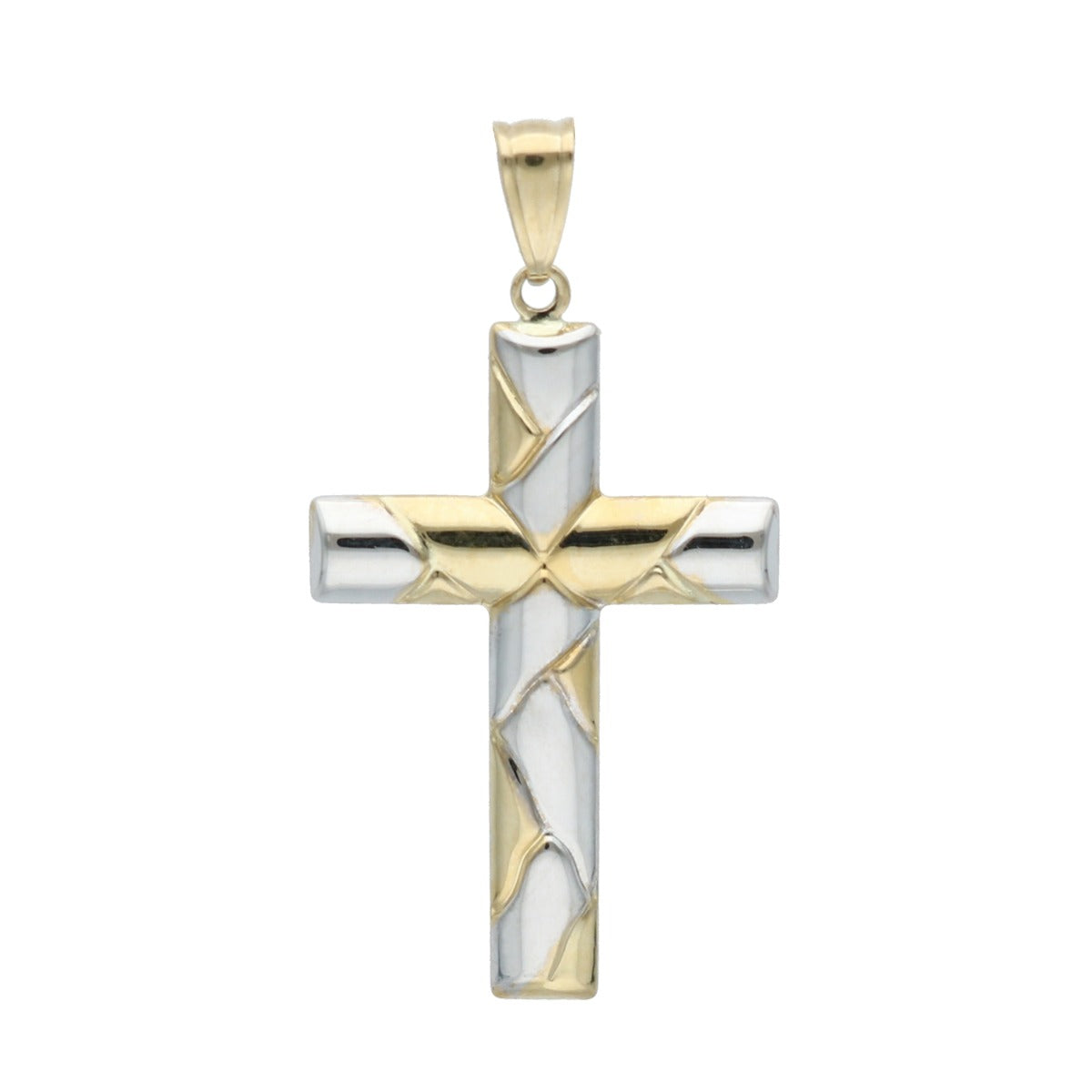 9ct Yellow Gold & 9ct White Gold Cross Pendant and Optional Chain