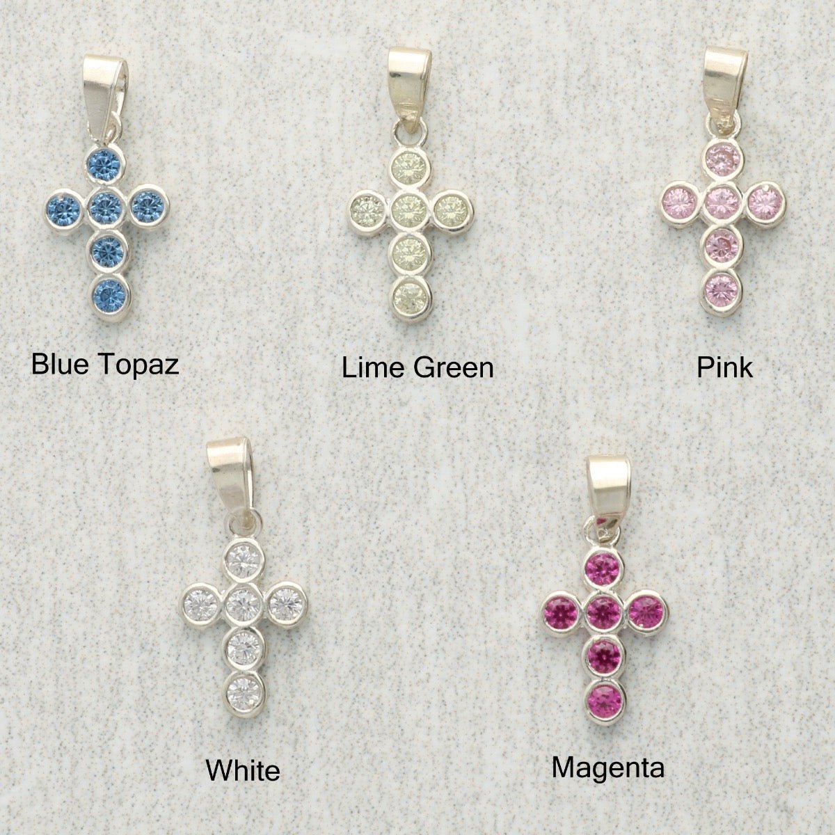 Sterling Silver Small Satin Oval St Christopher Necklace With Crystal Cross In Various Colours And Optional Engraving - Love Silver Jewellery