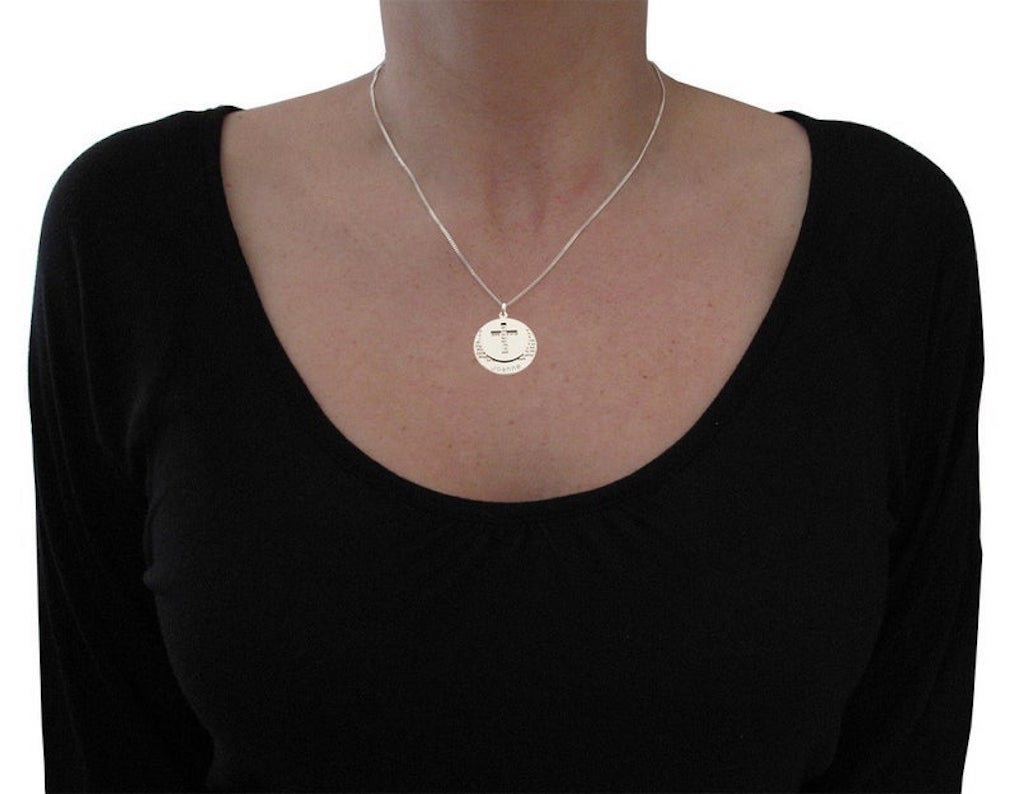 Sterling Silver Personalised Cross Disc With The Lord's Prayer & Optional Engraving