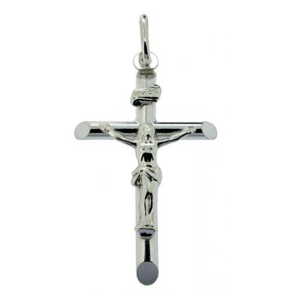9ct Solid White Gold Crucifix Pendant