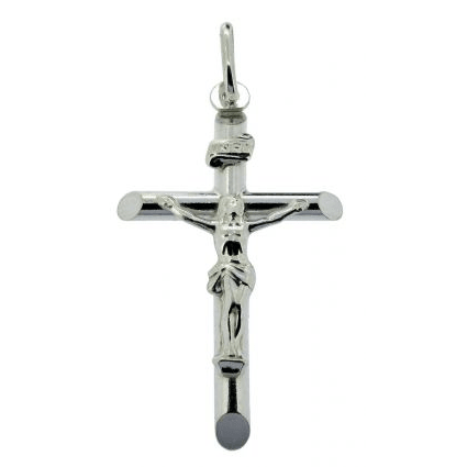 9ct Solid White Gold Crucifix Pendant - Love Silver Jewellery