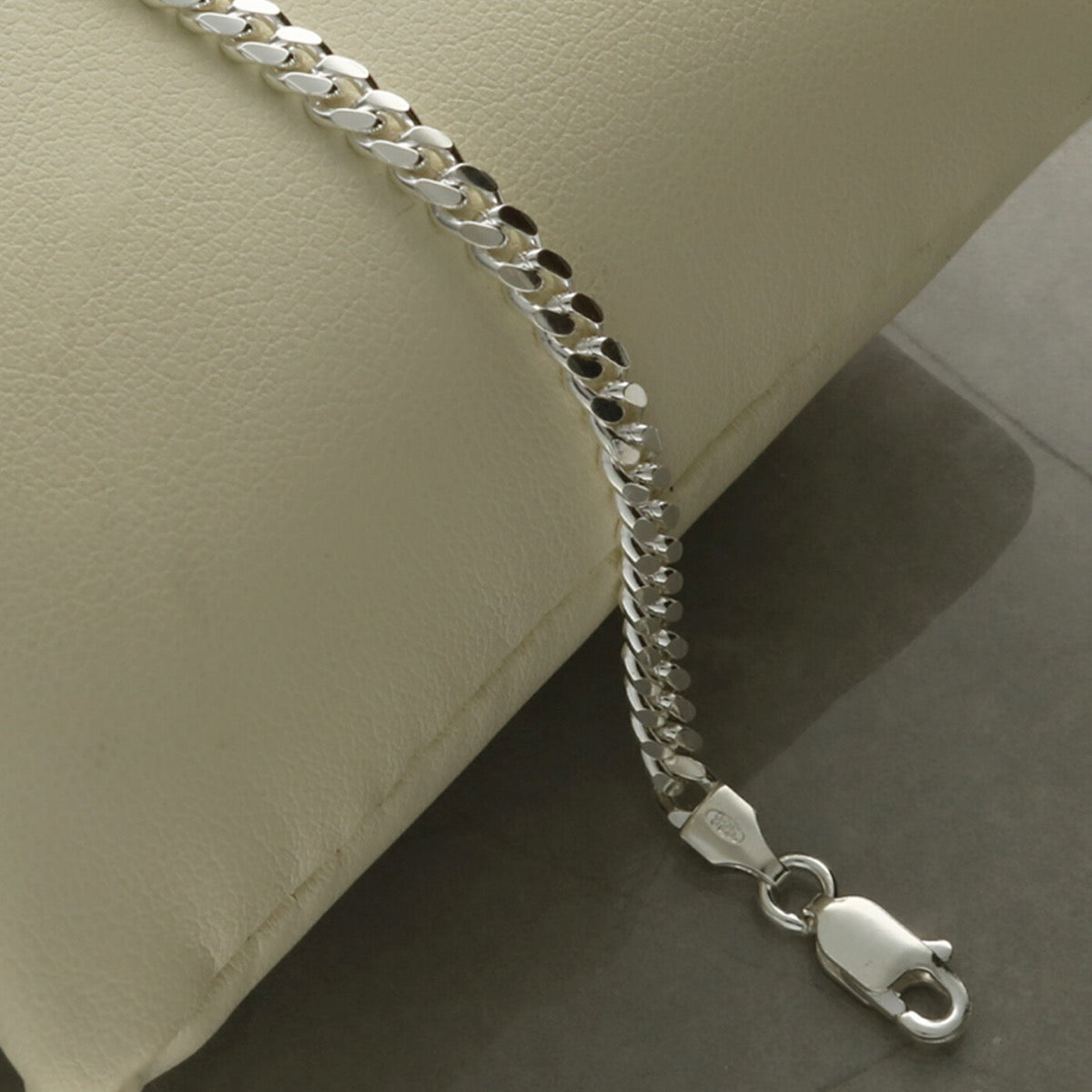 Sterling Silver Women's 3.4mm Cuban Curb Chain Bracelet