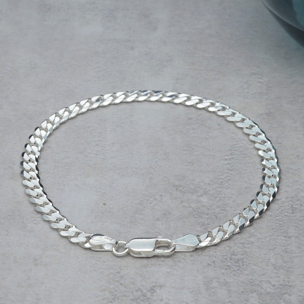 Sterling Silver 4.5mm Gents Curb Bracelet - Love Silver Jewellery