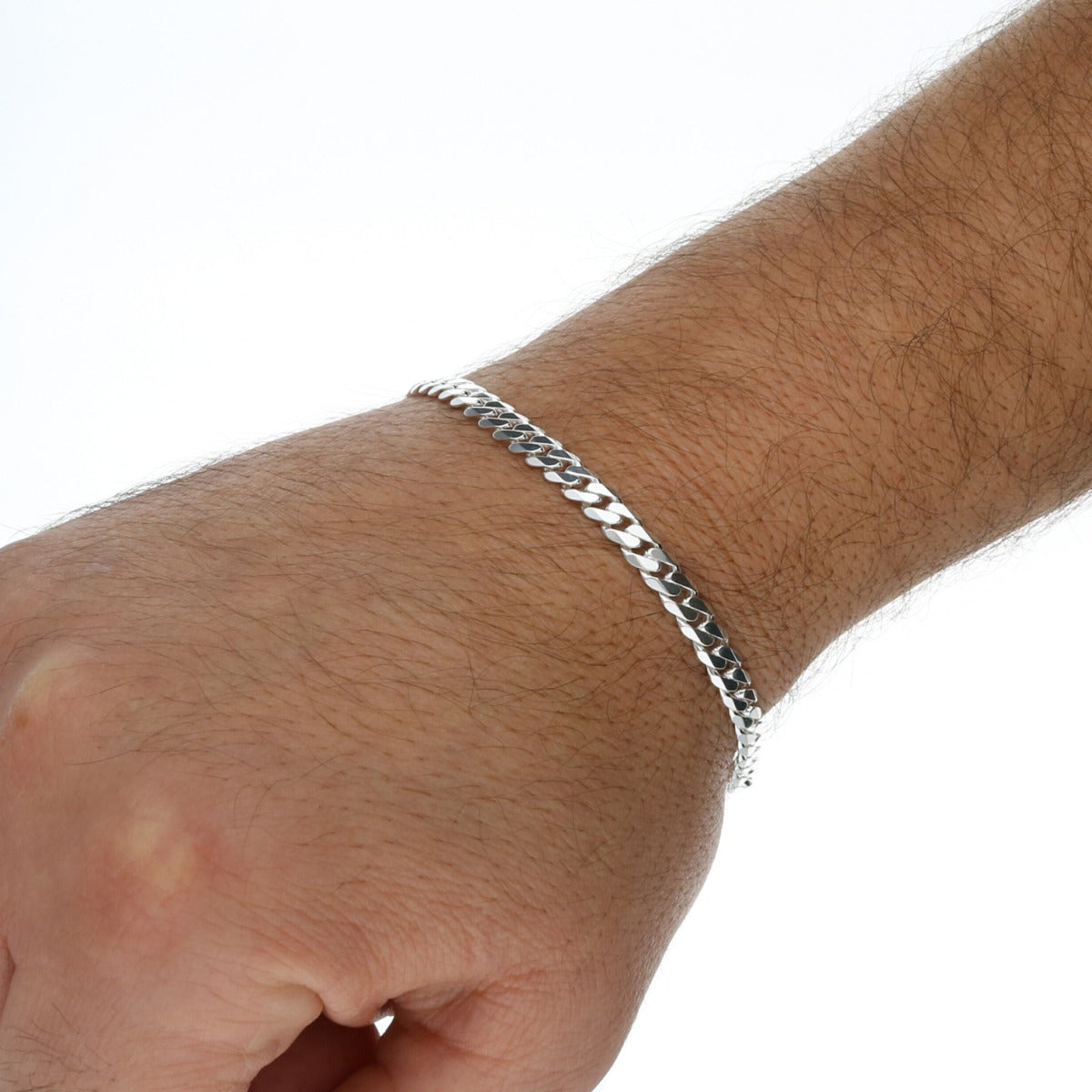 Sterling Silver 4.5mm Gents Curb Bracelet