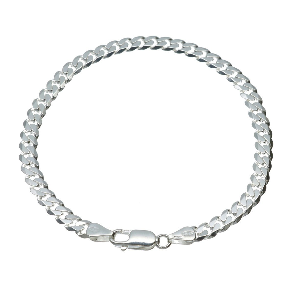 Sterling Silver 4.5mm Gents Curb Bracelet - Love Silver Jewellery