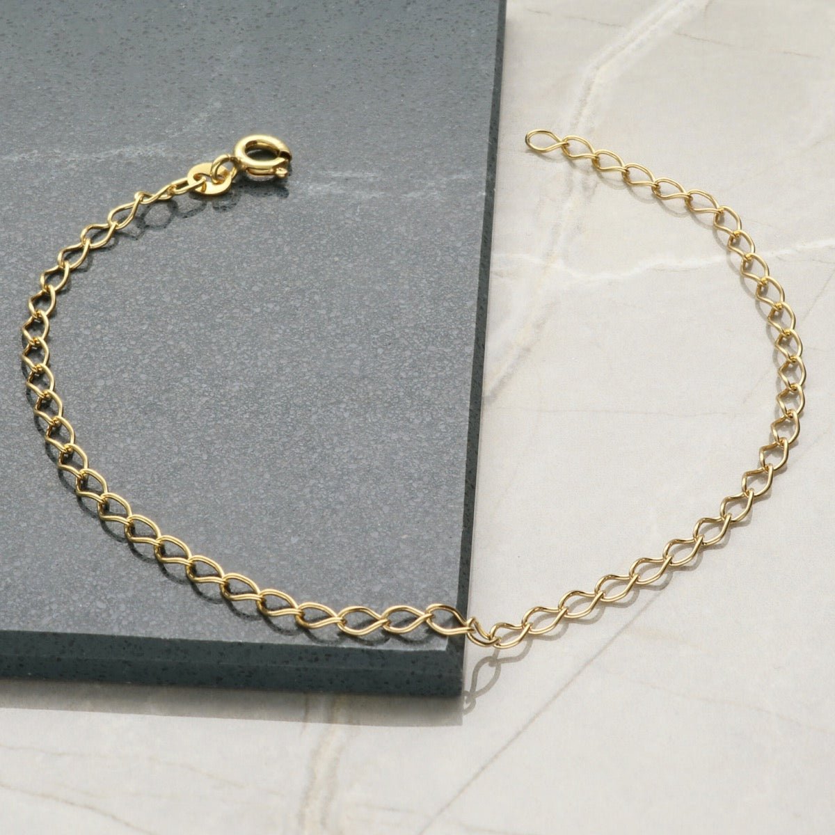 9ct Yellow Gold Plated Curb Link Anklet - Love Silver Jewellery