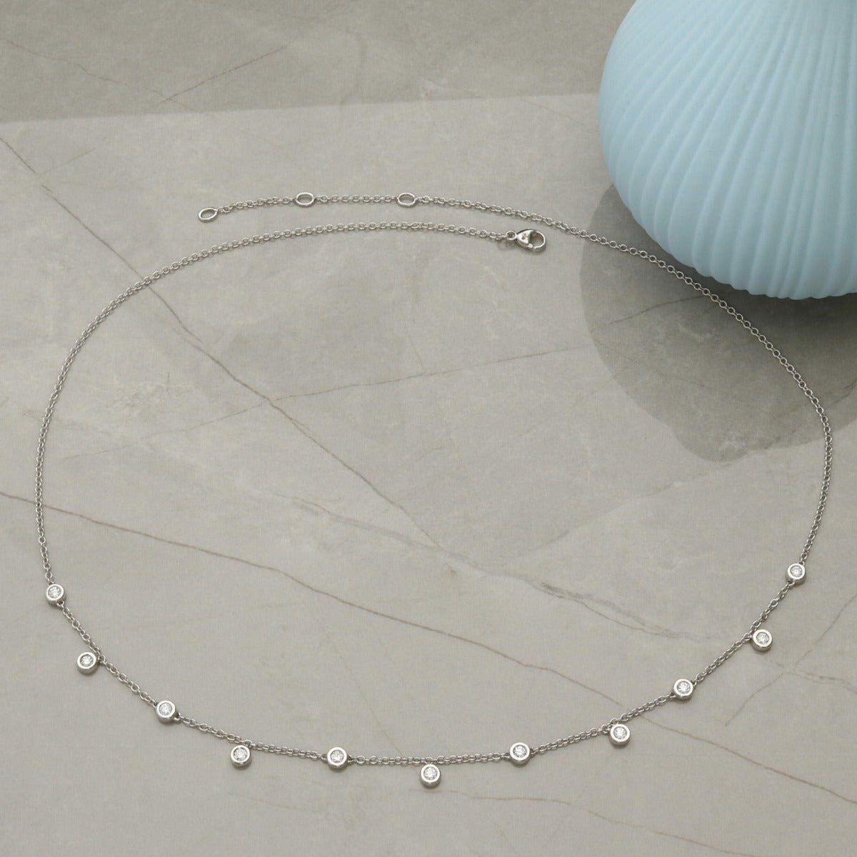 18ct White Gold Diamond Set Chain - Love Silver Jewellery