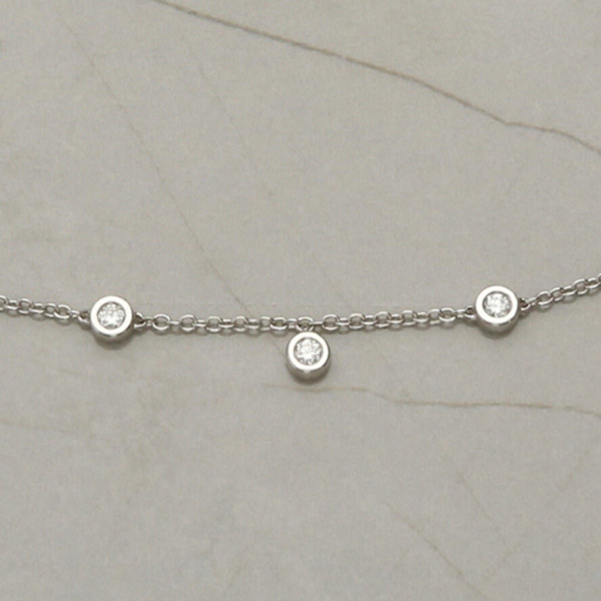 18ct White Gold Diamond Set Chain - Love Silver Jewellery