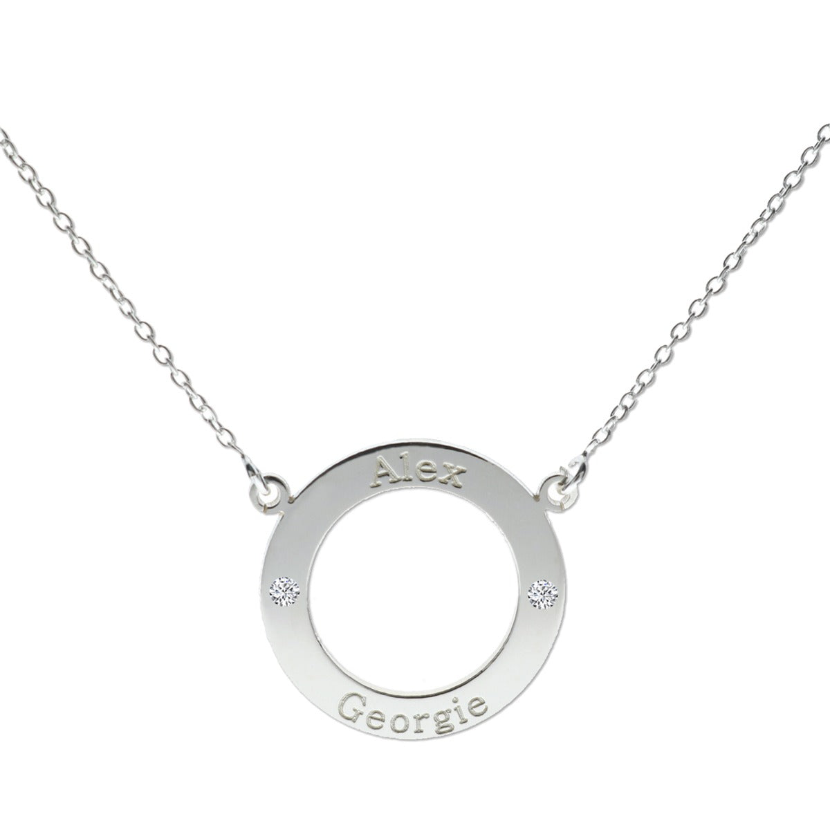 9ct White Gold Personalised Ring Pendant With Crystal