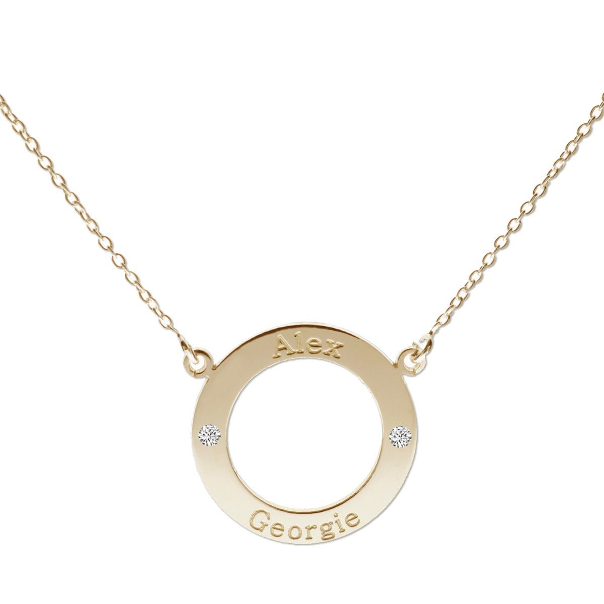 9ct Yellow Gold Plated Personalised Ring Pendant With CrystalS Or Diamonds - Love Silver Jewellery