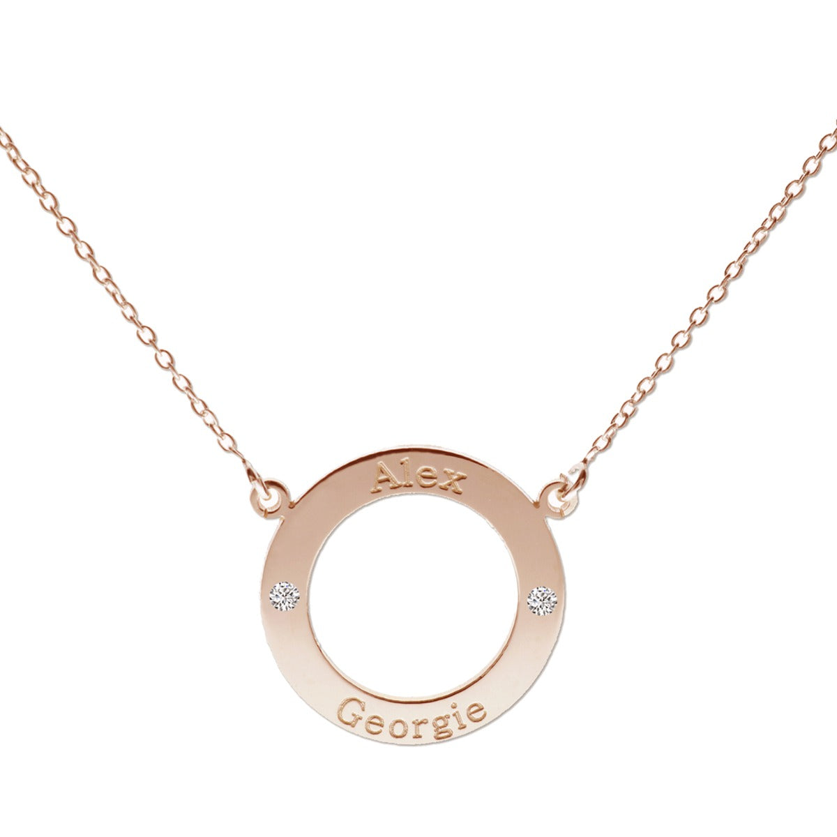 9ct Rose Gold Personalised Ring Pendant With Crystals or Diamonds - Love Silver Jewellery