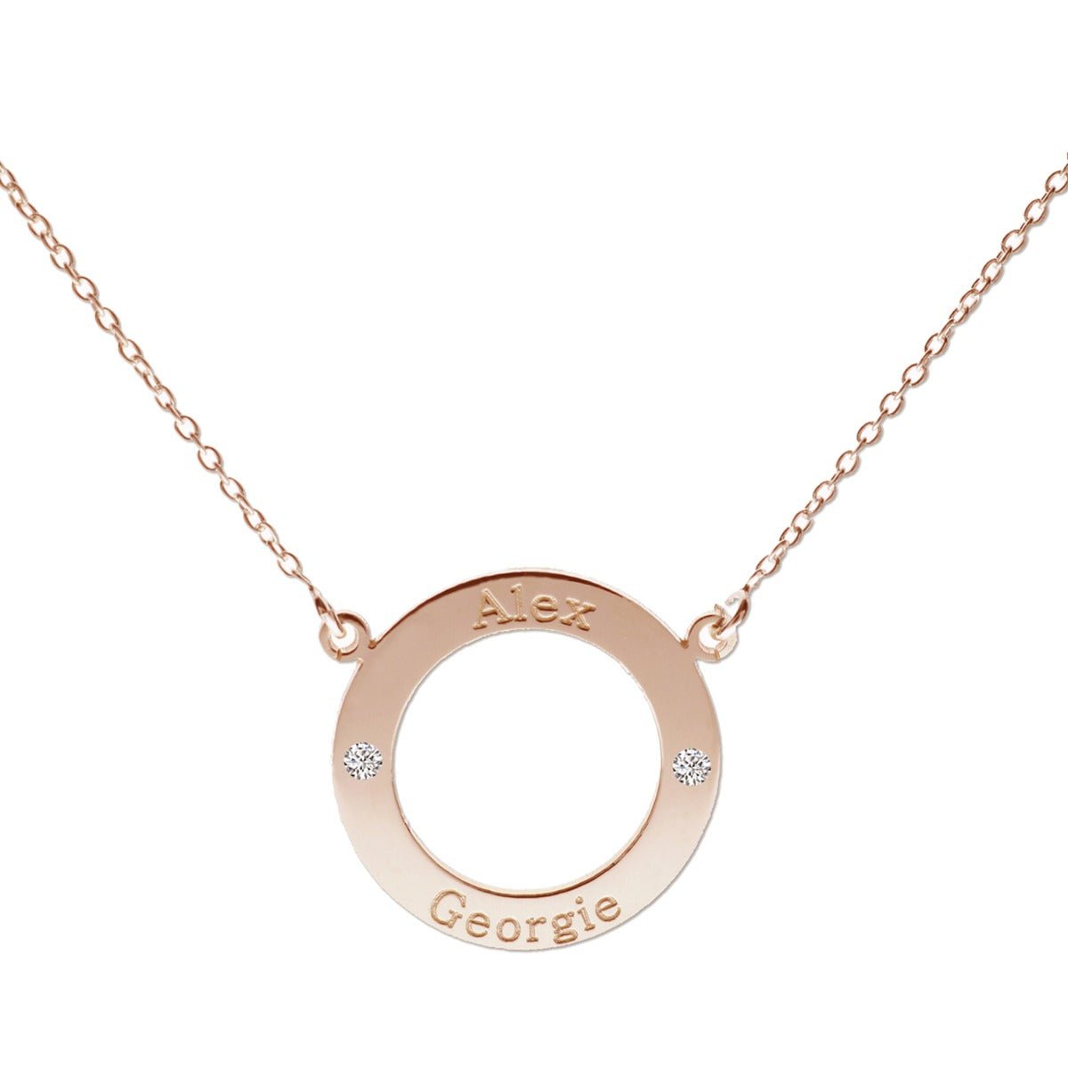 9ct Rose Gold Plated Personalised Ring Pendant With Crystals Or Diamonds - Love Silver Jewellery