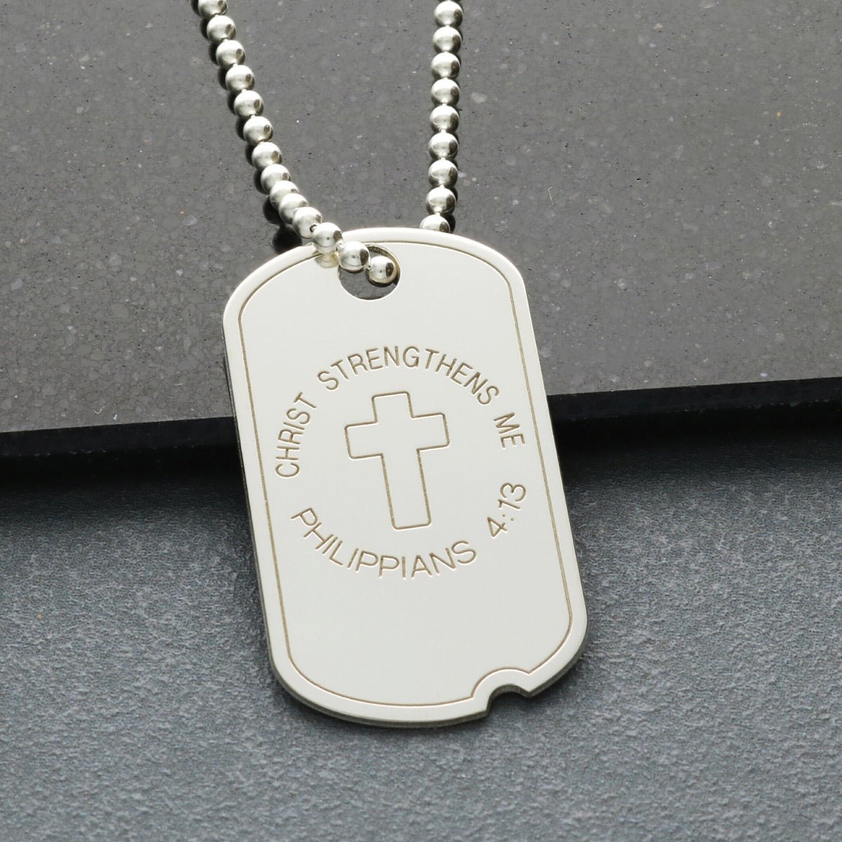 Sterling Silver Dog Tag With Cross With Optional Engraving & Chain - Love Silver Jewellery