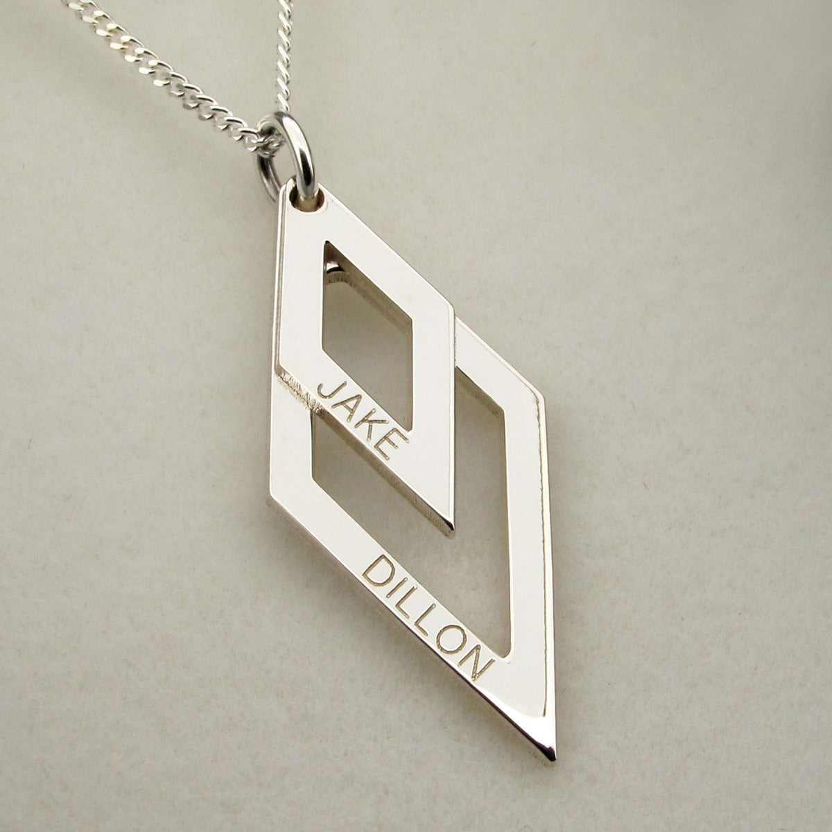 Solid 9ct White Gold Double Diamond Pendant