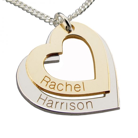 9ct Gold Personalised Two Hearts Necklace