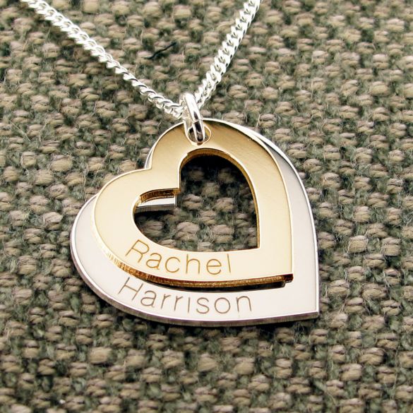 9ct Gold Personalised Two Hearts Necklace