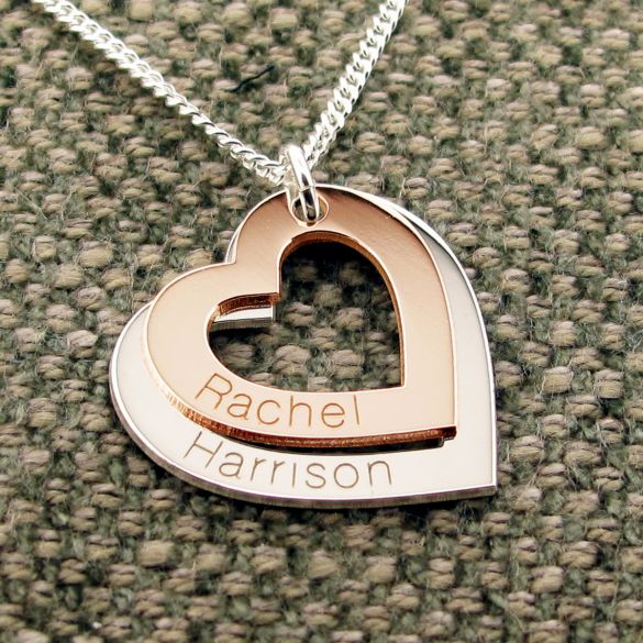 9ct Gold Personalised Two Hearts Necklace