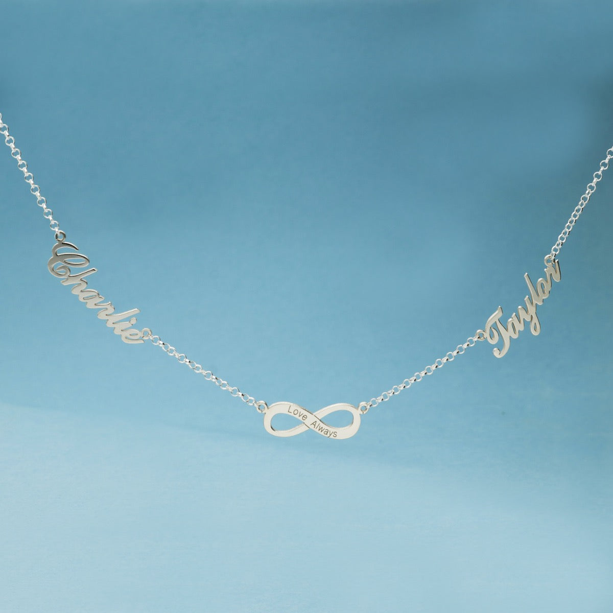 Sterling Silver Double Name Necklace With Infinity
