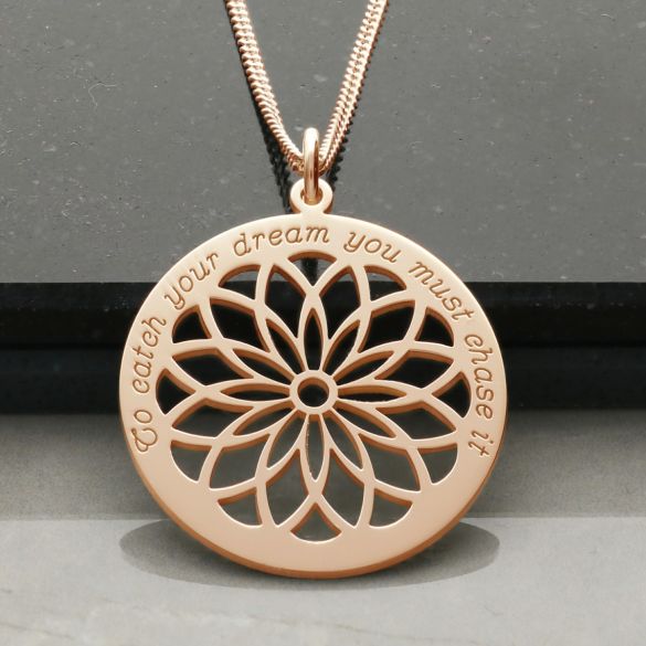 9ct Rose Gold Plated Dream Catcher Necklace With Crystal or Diamond Option - Love Silver Jewellery