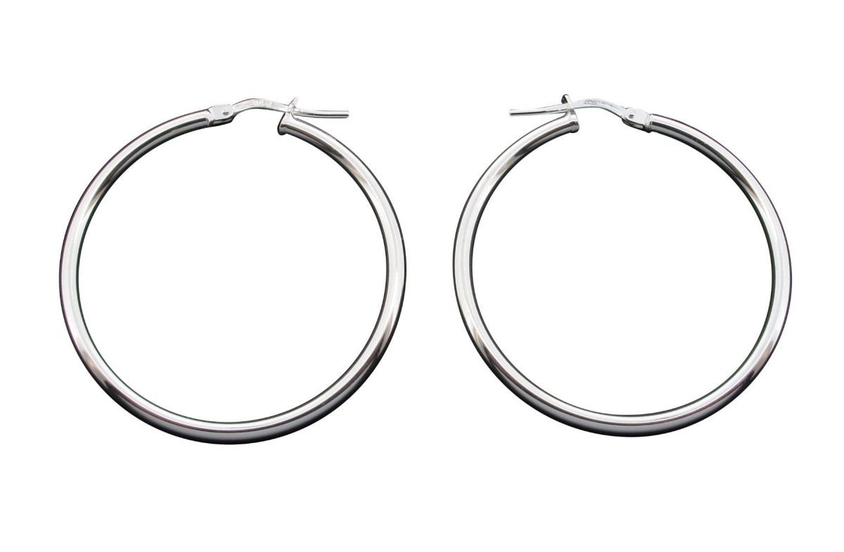 Sterling Silver 2mm Hoop Sleeper Earrings - Love Silver Jewellery