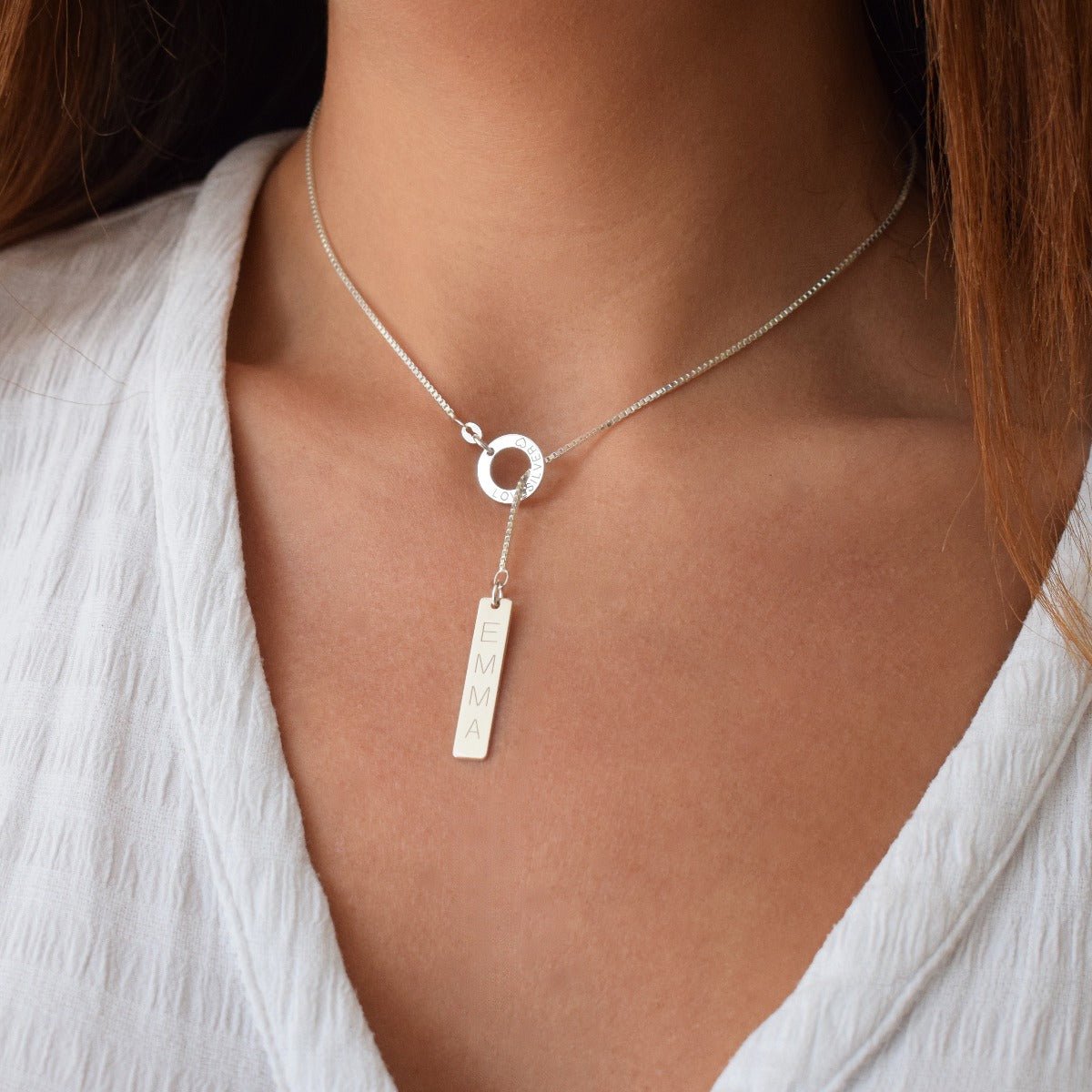 Sterling Silver Tag & Ring Necklace - Love Silver Jewellery