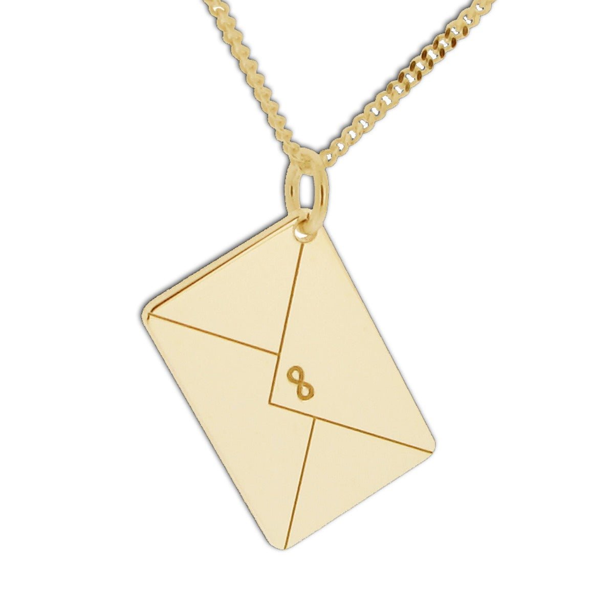 9ct Yellow Gold Plated Engraved Envelope Pendant - Love Silver Jewellery