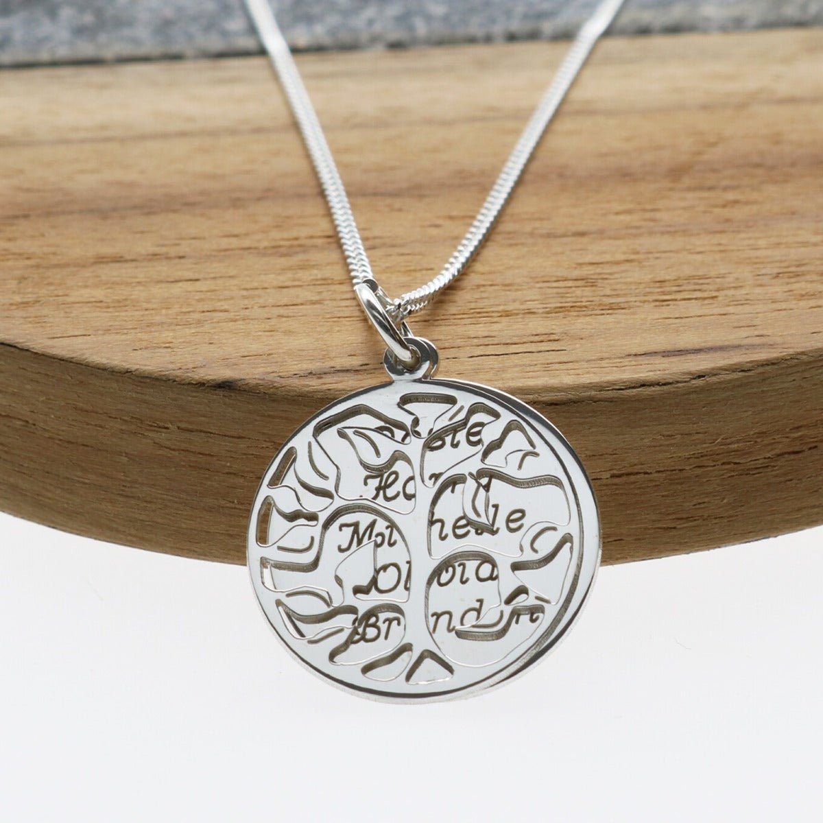 Sterling Silver Filigree Tree Of Life With Personalised Disc & Chain - Love Silver Jewellery