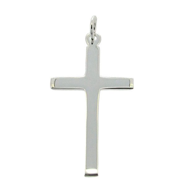 Sterling Silver Flat Cross Pendant With Optional Chain - Love Silver Jewellery