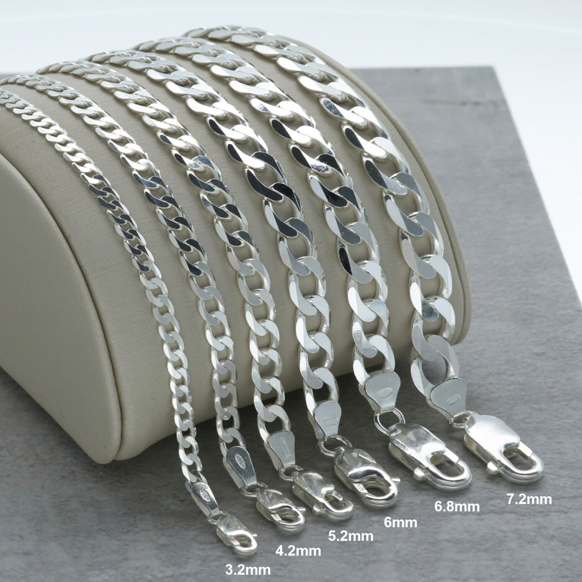 Sterling Silver Flat Diamond Cut Open Link Curb Chain