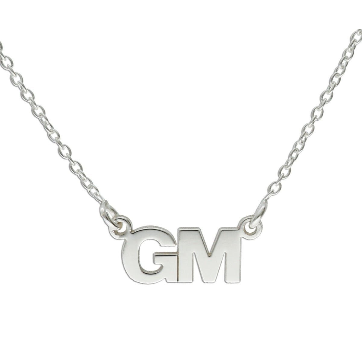 9ct White Gold Block Style Double Initial Pendant - Love Silver Jewellery
