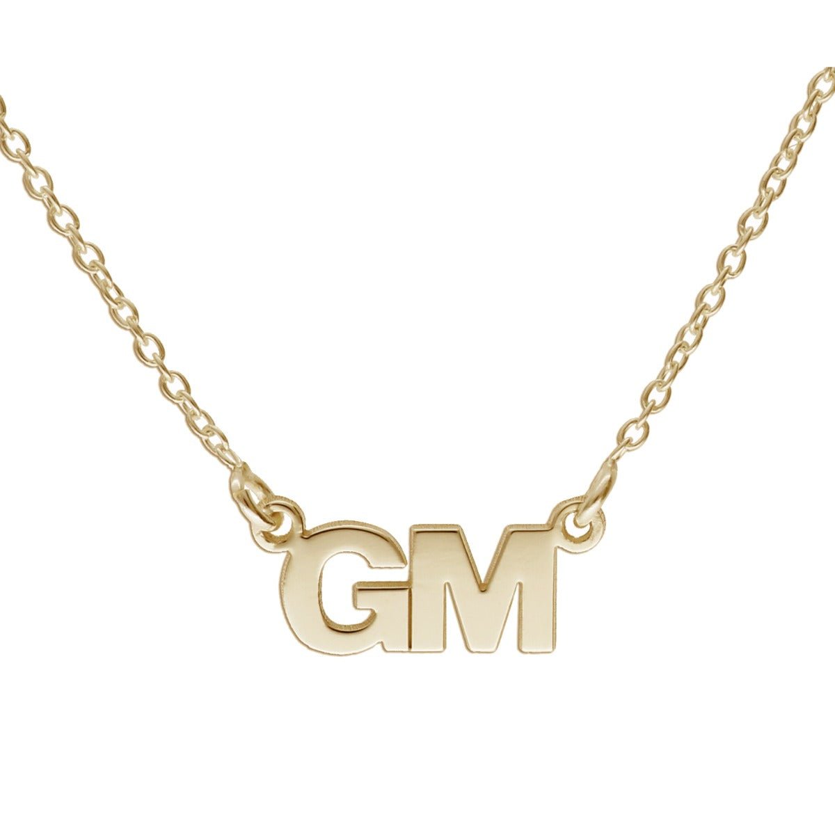 9ct Yellow Gold Block Style Double Initial Pendant - Love Silver Jewellery