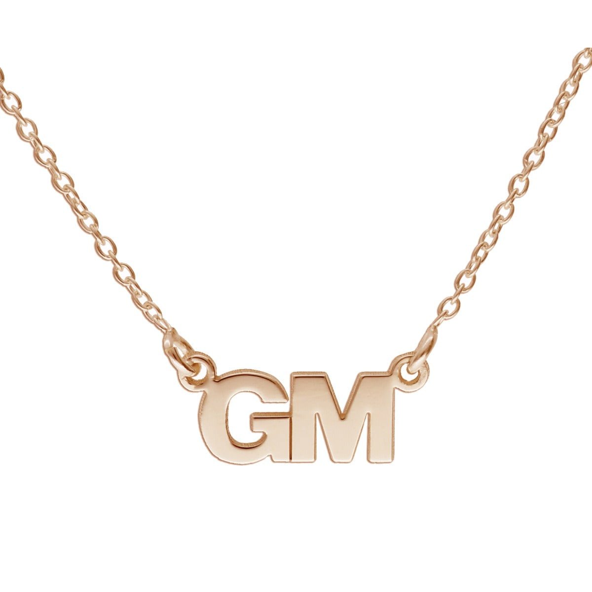 9ct Rose Gold Plated Block Style Double Initial Pendant - Love Silver Jewellery