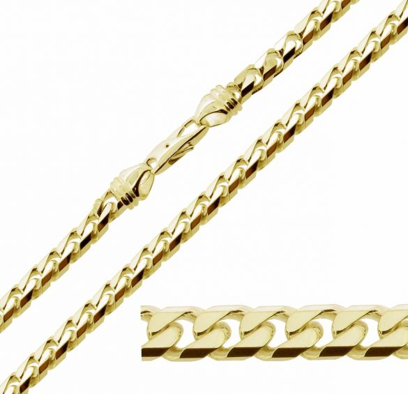 9ct Gold Plated Over Solid Sterling Silver Mens 1oz Chunky Curb Link Bracelet - Love Silver Jewellery