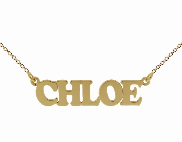 9ct Yellow Gold Cooper Style Personalised Name Necklace - Love Silver Jewellery