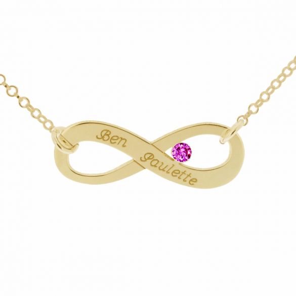 9ct Yellow Gold Plated Infinity Necklace With CZ Crystal - Love Silver Jewellery