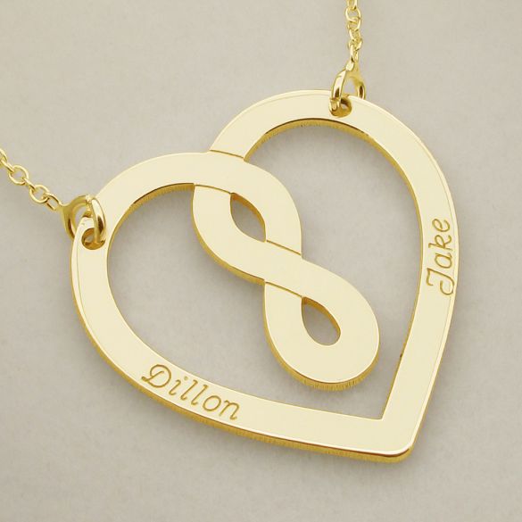 9ct Yellow Gold Heart Infinity Necklace - Love Silver Jewellery