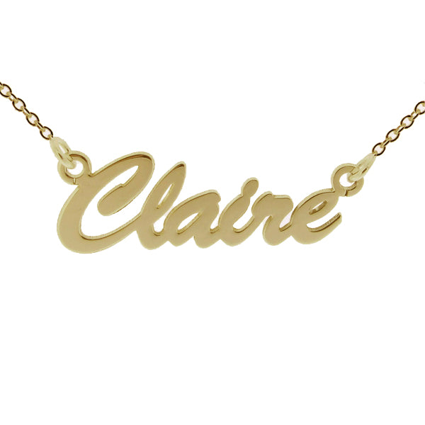 9ct Yellow Gold Vermeil Script Style Personalised Name Necklace