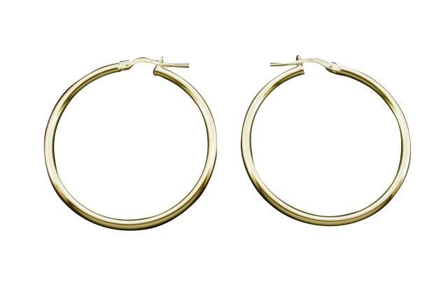 9ct Yellow Gold Plated 2mm Hoop Sleeper Earrings - Love Silver Jewellery