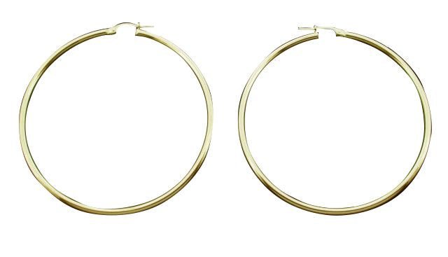 9ct Yellow Gold Plated 2mm Hoop Sleeper Earrings - Love Silver Jewellery