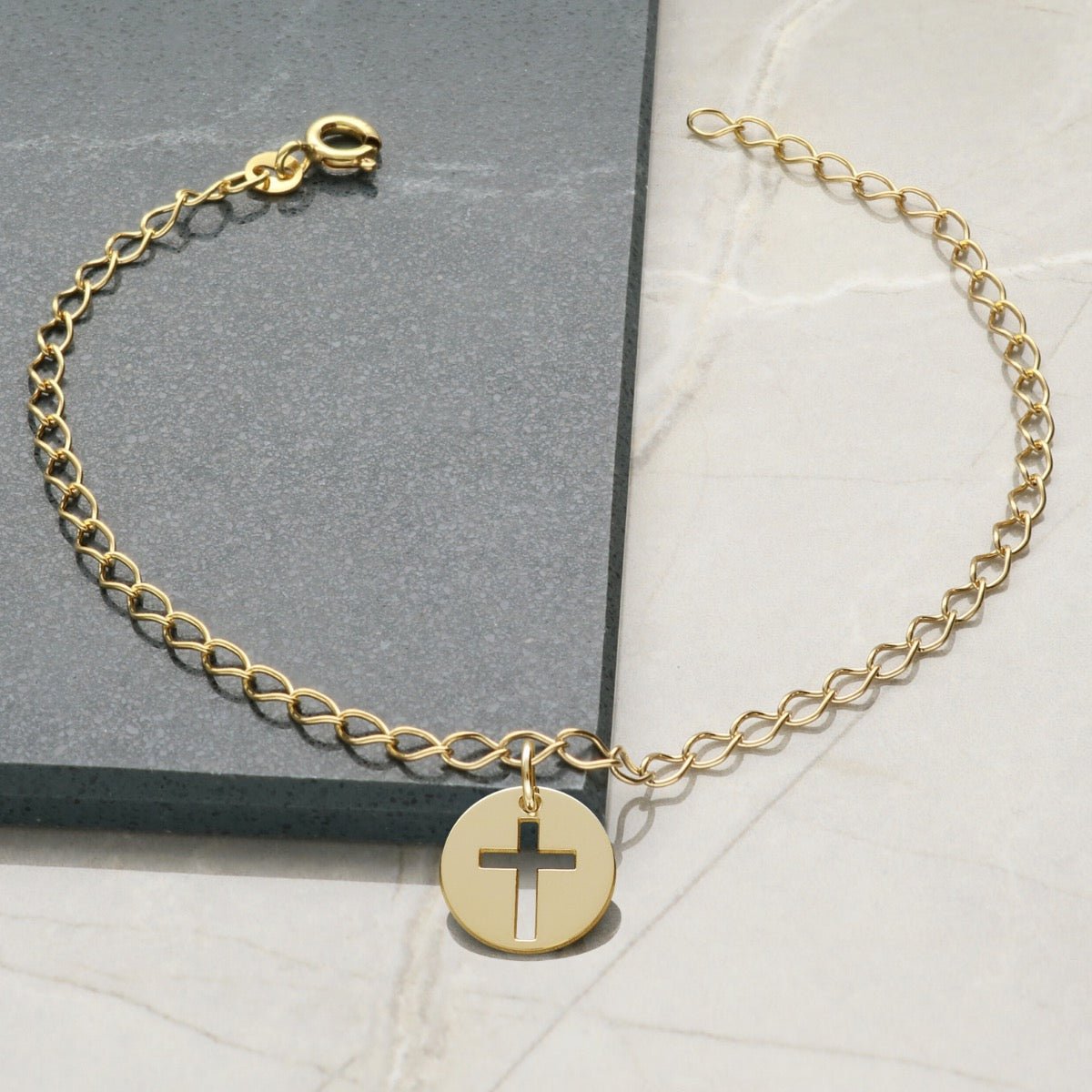 9ct Yellow Gold Plated Curb Anklet With Your Choice of Charm - Love Silver Jewellery